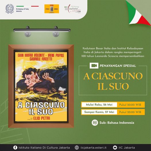Proiezioni dei film tratti dai testi di Leonardo Sciascia presso l'Istituto di Cultura Italiana in Jakarta