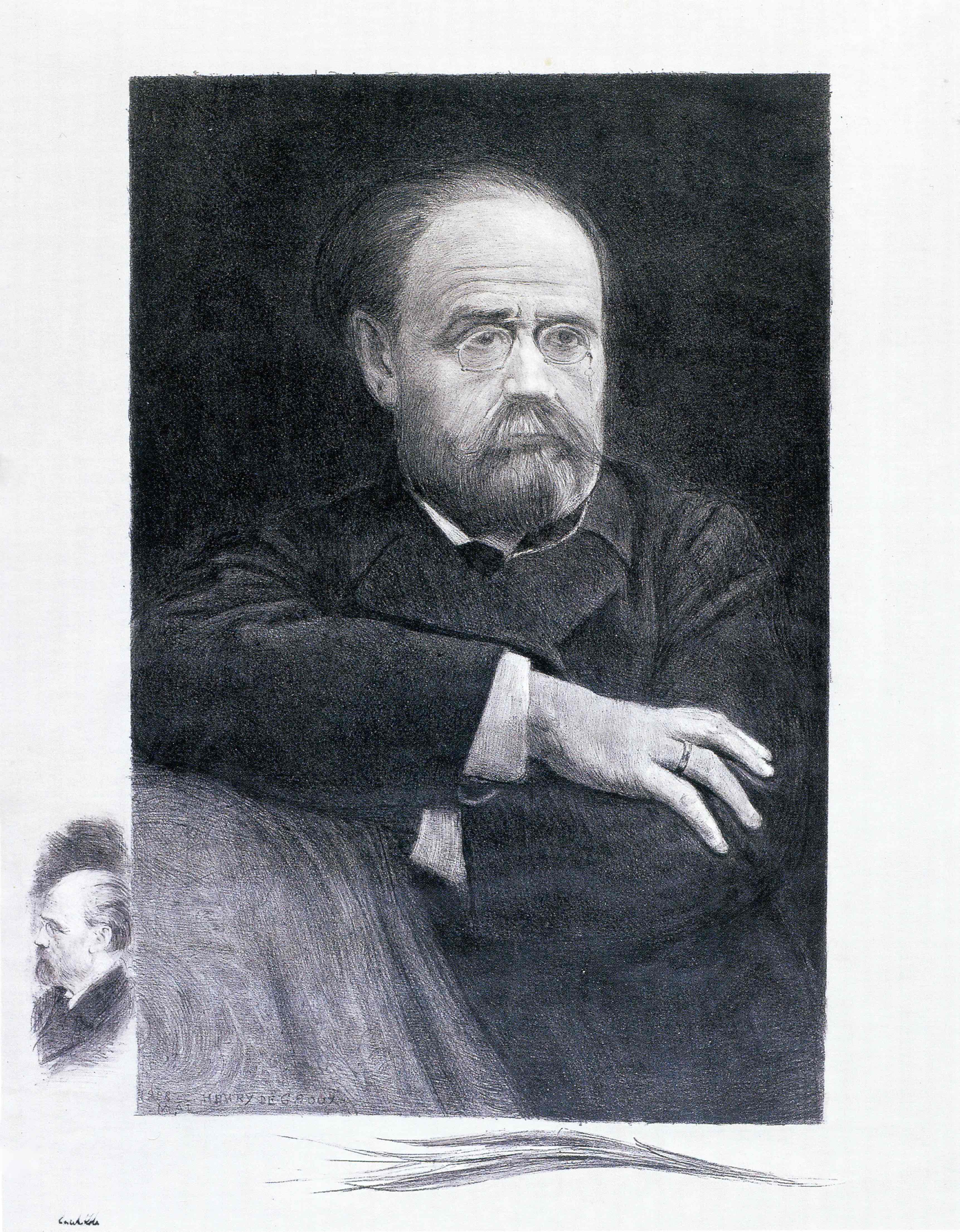 Ritratto di ÉMILE ZOLA di HENRY DE GROUX - Litografia mm 610x450